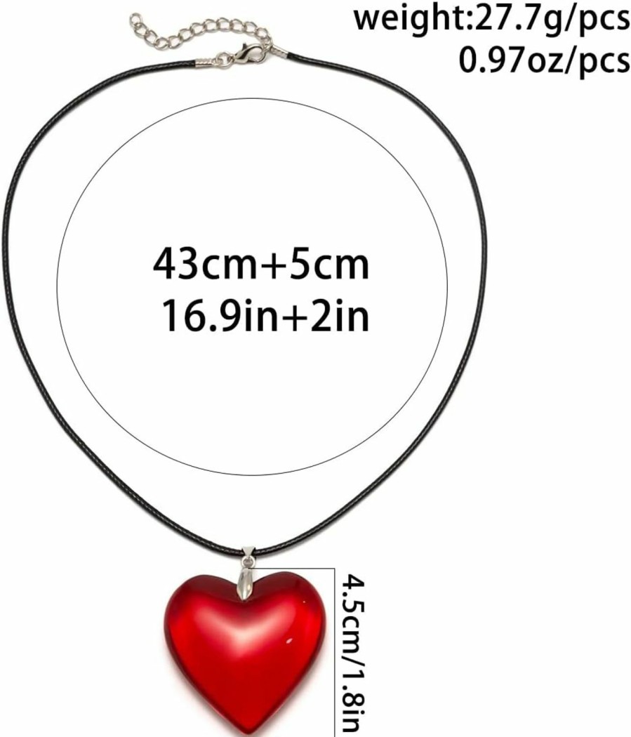 Necklaces | Ingemark Big Heart Pendant Choker Necklaces - Chunky Glass Puffy Heart Choker Necklace For Women Y2K Grunge Jewelry Gifts For Teen Girls