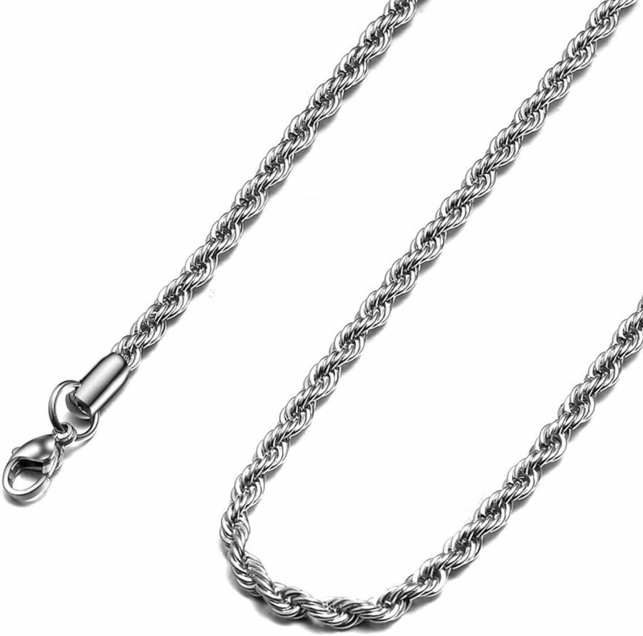 Necklaces | Monily 18K Real Gold Plated Rope Chain 1.5Mm 2.5Mm 5Mm Stainless Steel Twist Chain Necklace For Men Women 16 Inches 36 Inches