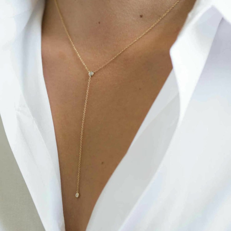 Necklaces | Tewiky Tewiky Diamond Necklaces For Women, Dainty Gold Necklace 14K Gold Plated Long Lariat Necklace Simple Gold Cz Diamond Choker Necklaces For Women Trendy Gold Necklace Jewelry Gifts For Girls