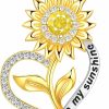 Necklaces | DFUNH Sunflower Necklace For Women Gifts For Wife 18K Gold Plated 925 Sterling Silver You Are My Sunshine Necklaces For Girls Heart Pendant Jewelry For Mom On Mother'S Day Valentine'S Day Birthday Christmas Gift For Her