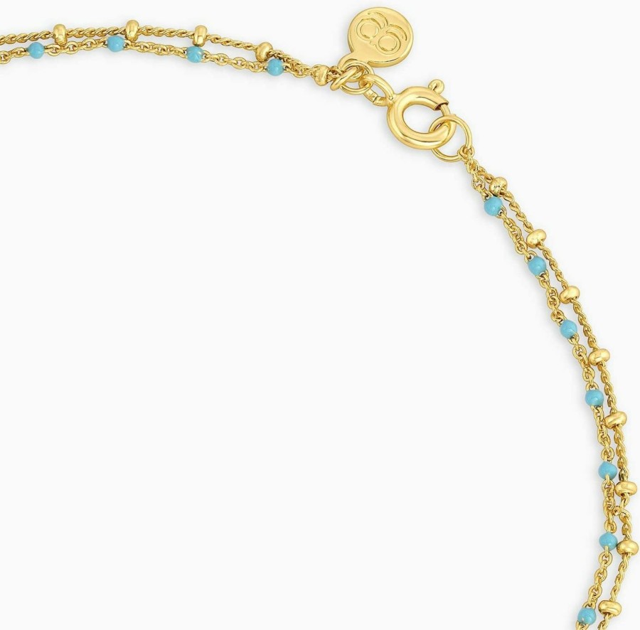 Necklaces | gorjana Gorjana Women'S Capri Layer Necklace, 18K Gold Plated, Turquoise And Golden Beads