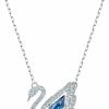 Necklaces | SWAROVSKI Swarovski Dancing Swan Necklace Jewelry Collection, Rhodium Finish, Blue Crystals, Clear Crystals