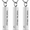 Necklaces | Decor Urns 3 Pack Urn Necklace For Ashes Memorial Cremation Jewelry For Ashes, Cz Bar Urn Locket For Ashes Stainless Steel Urns Pendant Keepsake Jewelry With Words: With Me Always & Funnel Kit & Bag