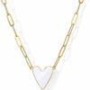 Necklaces | PAVOI Pavoi 14K Gold Plated Heart Enamel Pendant Necklace For Women | Love Paperclip Chain Necklaces | Blue Pink Purple White Enamel Heart Pendants