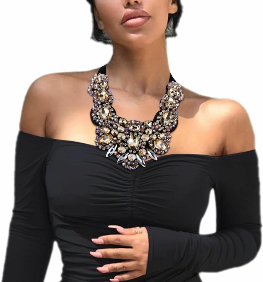 Necklaces | Flyonce Flyonce Rhinestone Crystal Bib Chunky Collar Statement Necklace For Women Girls Costume Jewelry