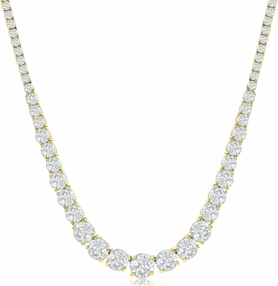 Necklaces | NYC Sterling Nyc Sterling Tennis Necklaces For Women Luxurious Cubic Zirconia Necklace Graduated Tennis Necklace With Round Cz Stones Elegant And Refined Tennis Chain For Women 17-Inch