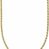 Necklaces | Bling For Your Buck 18K Gold Over Sterling Silver 1.6Mm Italian Rope Chain Necklace For Women And Men, Diamond Cut Shimmering Womens And Mens Chain, Layering Chain, Sizes 14"-30"