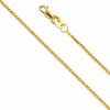 Necklaces | The World Jewelry Center The World Jewelry Center 14K Real Yellow Or White Or Rose/Pink Gold Solid 0.8Mm Diamond Cut Braided Square Wheat Chain Necklace With Lobster Claw Clasp