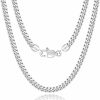 Necklaces | Fasongo Solid 18K Gold Over 925 Sterling Silver Italian 4Mm Cuban Link Chain Necklace For Men Boys Women, Sturdy & Comfortable & Shiny Hip-Hop & Cool Style Necklace 16 18 20 22 24 26 Inch