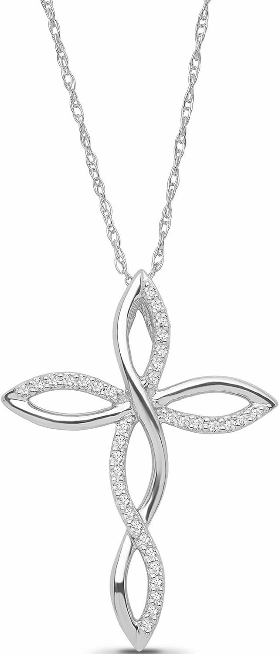 Necklaces | ARAIYA FINE JEWELRY Araiya Fine Jewelry 14K Gold Or Silver Diamond Cross Pendant With Sterling Silver Rope Chain Necklace (1/6 Cttw, I-J Color, I2-I3 Clarity), 18\"