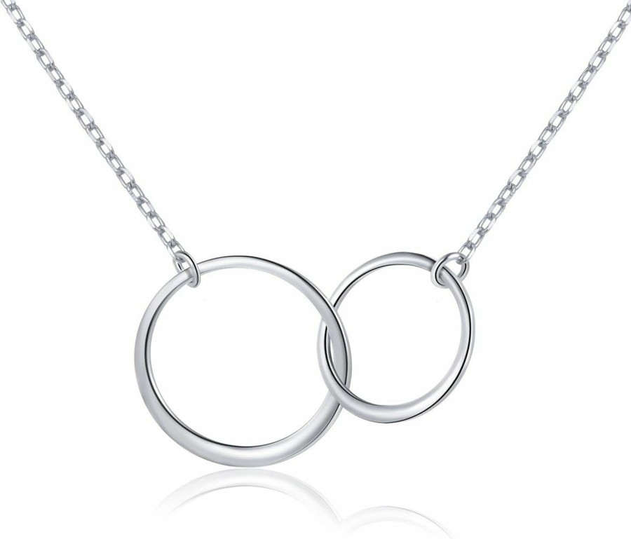 Necklaces | Ladytree Ladytree S925 Sterling Silver Two Interlocking Infinity Circles Pendant Necklace,Rolo Chain,18+2 Inches