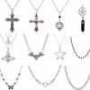 Necklaces | Yuoos Yuoos 11Pcs Punk Vintage Necklace Set Goth Grunge Saturn Star Indie Butterfly Boho Crystal Y2K Cross Pendent Heart Wing Statement Choker For Women Men