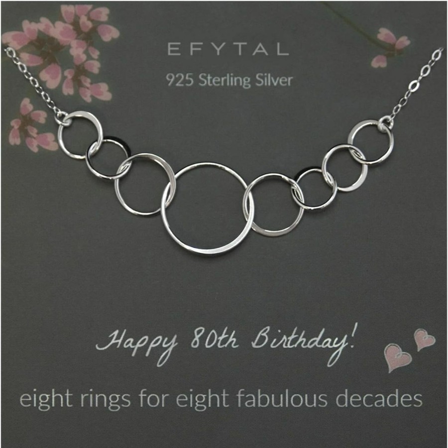 Necklaces | EFYTAL Efytal 80Th Birthday Gifts For Women, Sterling Silver Eight Circle Necklace For Her, 80 Year Old Birthday Gifts For Women, 80Th Birthday Decorations For Women, 80Th Party, 80Th Presents