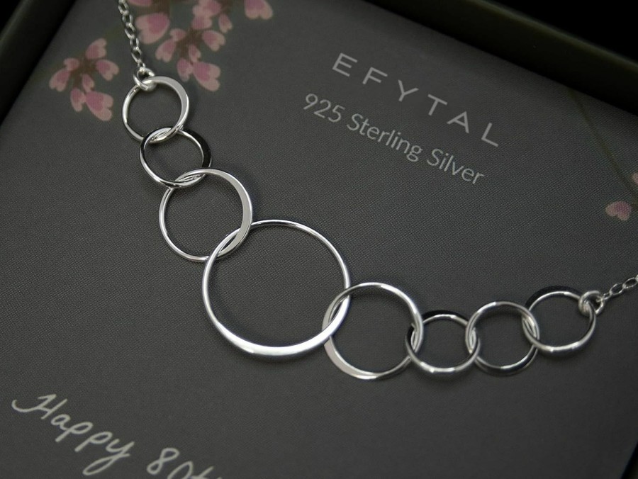 Necklaces | EFYTAL Efytal 80Th Birthday Gifts For Women, Sterling Silver Eight Circle Necklace For Her, 80 Year Old Birthday Gifts For Women, 80Th Birthday Decorations For Women, 80Th Party, 80Th Presents