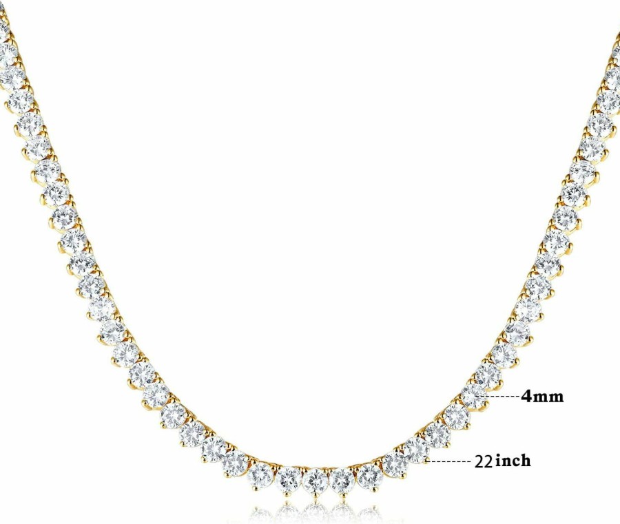 Necklaces | Gemsme Gmesme 3 Prong 18K White Gold Plated Cubic Zirconia Classic Tennis Necklace (16-24Inch)