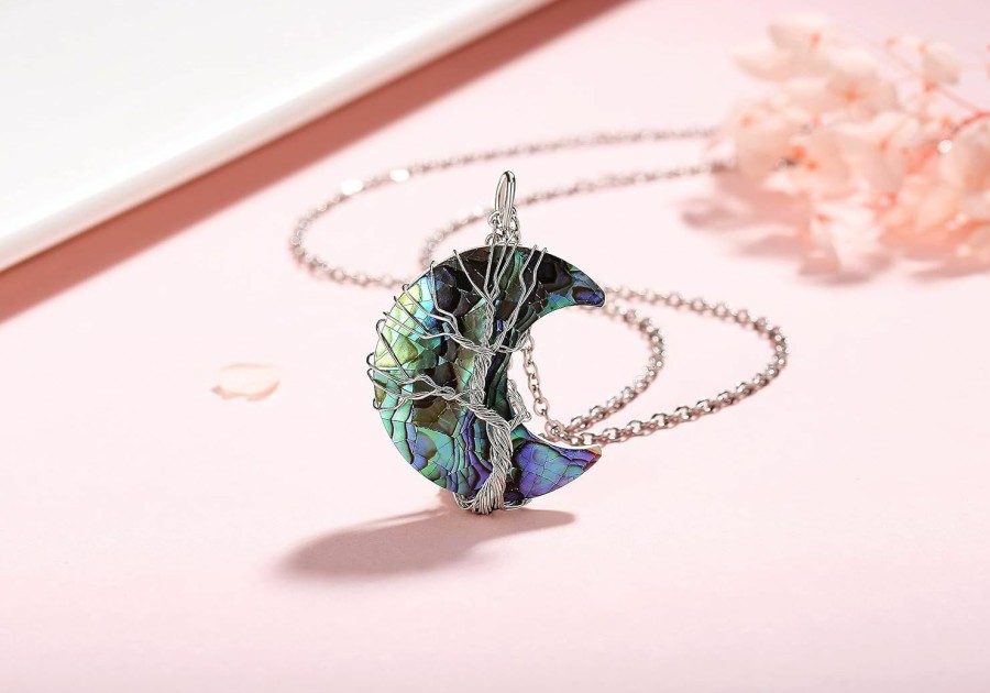 Necklaces | XIANNVXI Xiannvxi Mother'S Day Gifts Necklaces For Women Crescent Moon Pendant Necklace Tree Of Life Wire Wrapped Crystal Necklaces Natural Gemstone Quartz Jewelry For Women