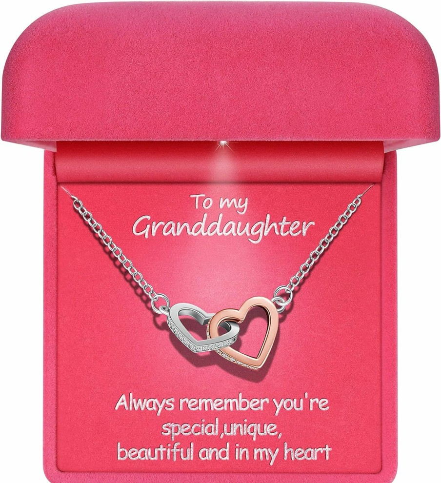 Necklaces | Alittlecare Alittlecare Granddaughter Necklace From Grandmom - Filled With Love And Packaged In A Recording Gift Box - Necklace For Granddaughter On Birthday, Christmas, Graduation, Wedding, Or Valentine'S Day