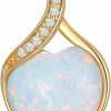 Necklaces | YDD Ydd 14K Solid Gold White Opal Necklace For Women Heart Shape Opal With Nature Diamond Pendant Necklace Heart Necklace Opal Jewelry Genuine Diamond Jewelry Gifts 16\"-18\"