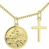 Necklaces | FJ Fj St. Christopher Necklace 925 Sterling Silver, Round Coin Antiqued Religious Protector Talisman Pendant, For Women Children