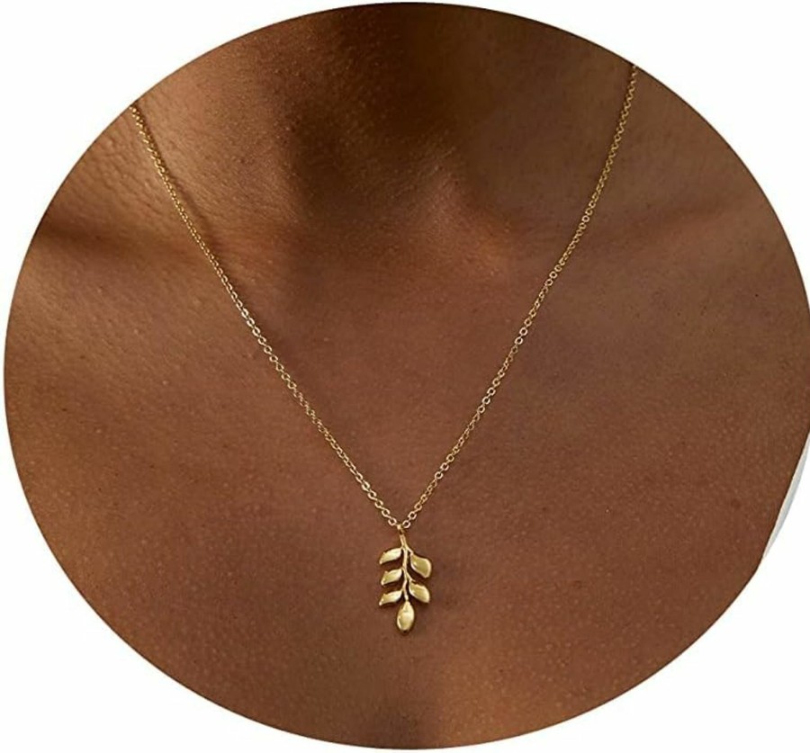 Necklaces | Feskive Feskive 14K Gold/Silver Plated Crescent Moon Necklace Tiny Moon And Star Necklacedainty Sun Leaf Necklace Gold Pendant Necklace For Women Girls Delicate Minimalist Jewelry