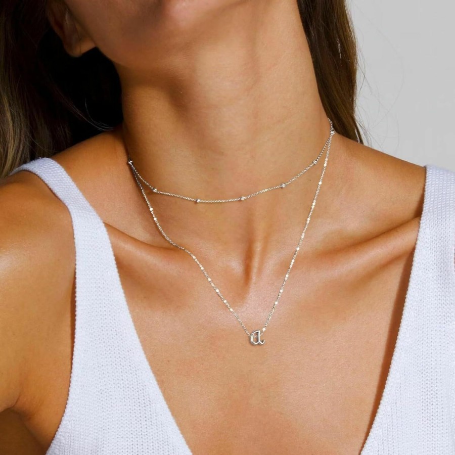 Necklaces | Yoosteel Yoosteel Layered Initial Necklaces For Women Trendy, 14K Gold Plated Letter A-Z Pendant Necklace Tiny Initial Necklace Personalized Monogram Layered Gold Initial Necklaces For Women Girls Jewelry