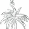 Necklaces | FENCCI Fencci Natural Diamond Palm Tree Necklace For Women Sterling Silver/10K/14K White Gold Palm Tree Pendant Necklace Fine Jewelry (Color F-G/Clarity I1-I2)