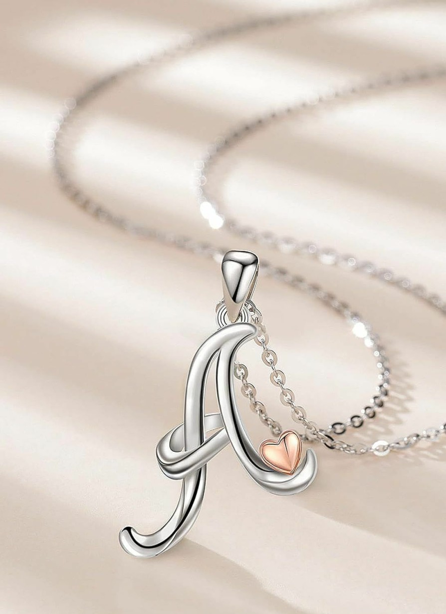 Necklaces | CELESTIA Celestia Gifts For Women Sterling Silver Initial Necklaces For Women Letter Pendant A Monogram Necklaces Alphabet Heart Initial Jewelry