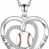 Necklaces | HongZhuan Jewelry 925 Sterling Silver Softball Volleyball Basketball Baseball Necklace Pendant Softball Mom Jewelry Gifts For Women Teen Girls Lover Players