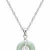 Necklaces | MORGAN & PAIGE Morgan & Paige Genuine Jade Good Fortune Necklace - 925 Sterling Silver Good Luck Necklace For Women With Chinese Fu Symbol Circle Pendant - 18 Inches