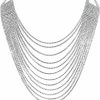 Necklaces | Humble Chic Humble Chic Rhinestone Necklace For Women - Gold-Tone Statement Chunky Bib Necklace - Sparkly Formal Necklace - Fashion Simulated Diamond Chain For Women - Trendy Layered Jewelry