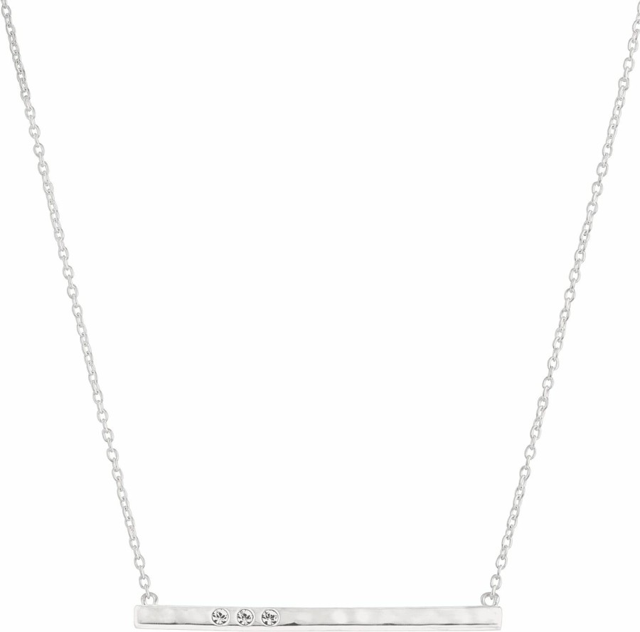 Necklaces | Silpada Silpada 'Dotted Line' Pendant Necklace With Crystals In Sterling Silver, 18\" + 2\"