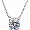 Necklaces | LEPOS Lepos Trendy Moissanite Necklace For Women 1-1.8Ct T.W. Dazzling Moissanite Diamond On A Sterling Silver Chain White Gold And Rhodium Plated, Birthday Gifts For Women