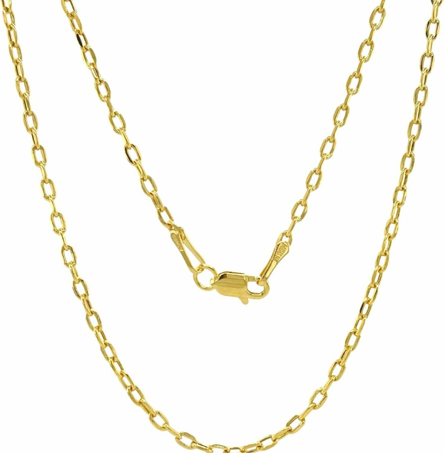 Necklaces | JEWELHEART Jewelheart 14K Real Gold Link Chain Necklace - 2Mm Diamond Cut Cable Chain - Dainty 10K Yellow Gold Necklace For Women Girls With Lobster Clasp 14-24"