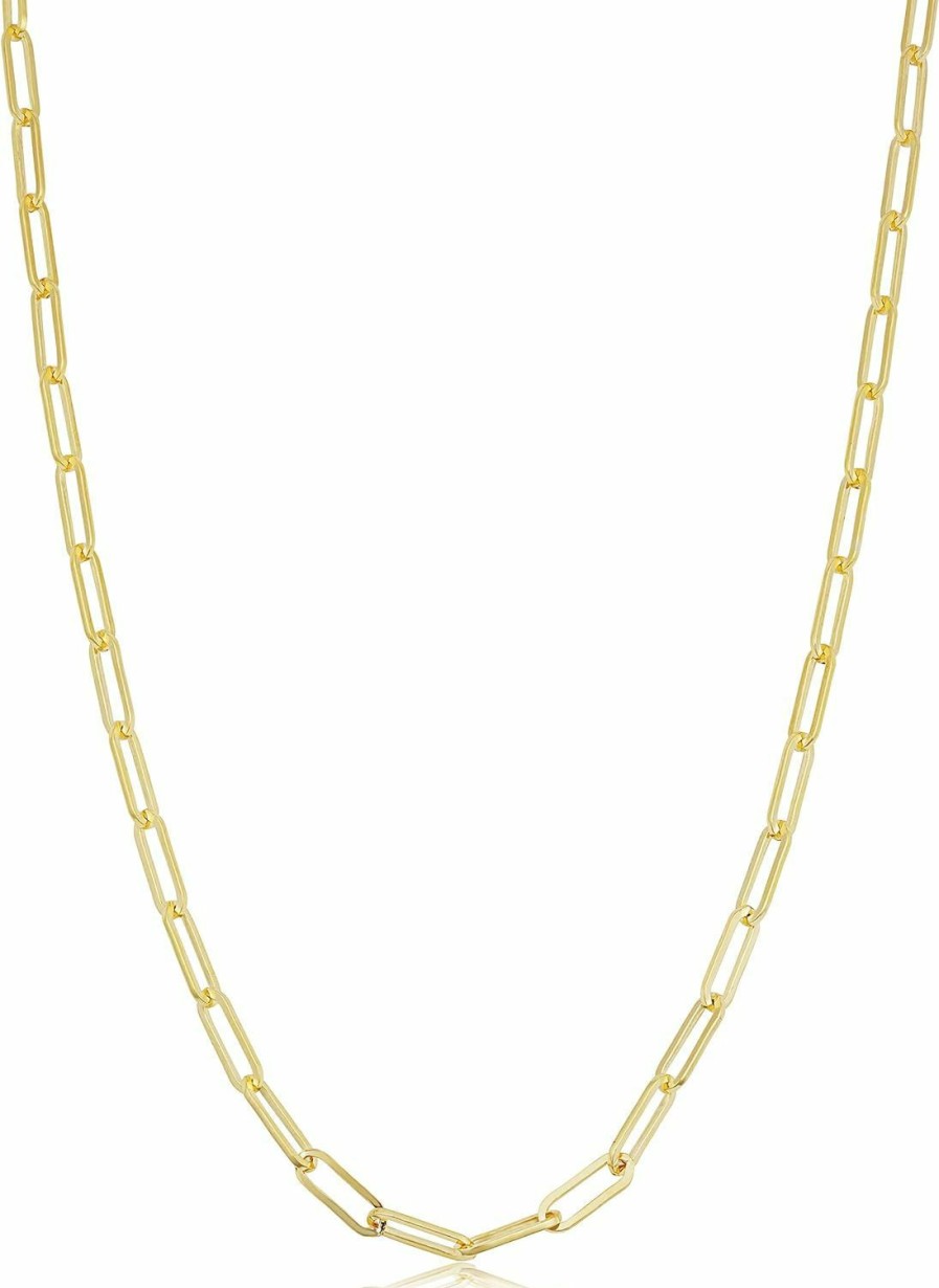 Necklaces | Kooljewelry Solid 14K Yellow Gold Filled 3.1 Mm Paperclip Chain Necklace - Minimalist Jewelry For Women