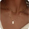 Necklaces | Klenai Dainty Gold Initial Necklaces For Women, 14K Gold Plated Layering Paperclip Chain Necklace Personalized Simple A-Z Letter Name Tag Pendant Necklace Gold Layered Necklaces For Women Trendy Jewelry Gifts