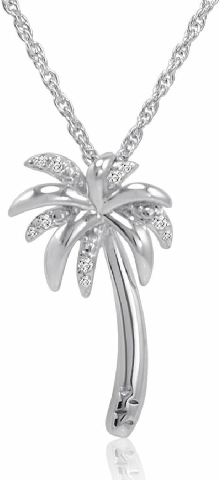 Necklaces | Amanda Rose Collection Amanda Rose Collection Sterling Silver Diamond Palm Tree Pendant Necklace For Women On An 18 Inch Sterling Silver Chain