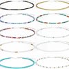 Necklaces | SCIONE Scione Beaded Necklace 10 Pieces Tiny Seed Beaded Necklace Bohemian Hawaiian White Rainbow Adjustable Colorful Necklaces For Women Girls