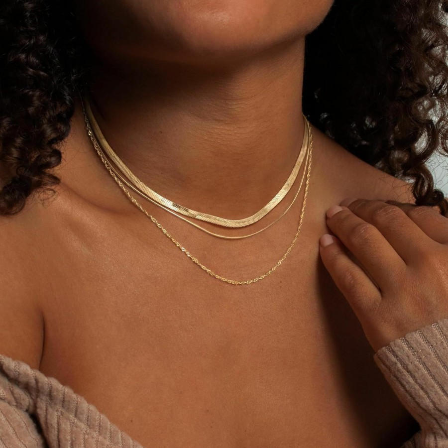 Necklaces | Risamil Risamil Gold Necklace For Women Trendy, Dainty 14K Gold/Silver Herringbone Snake Chain Necklace Layered Herringbone Necklace Gold Jewelry Gifts For Women Teen Girls