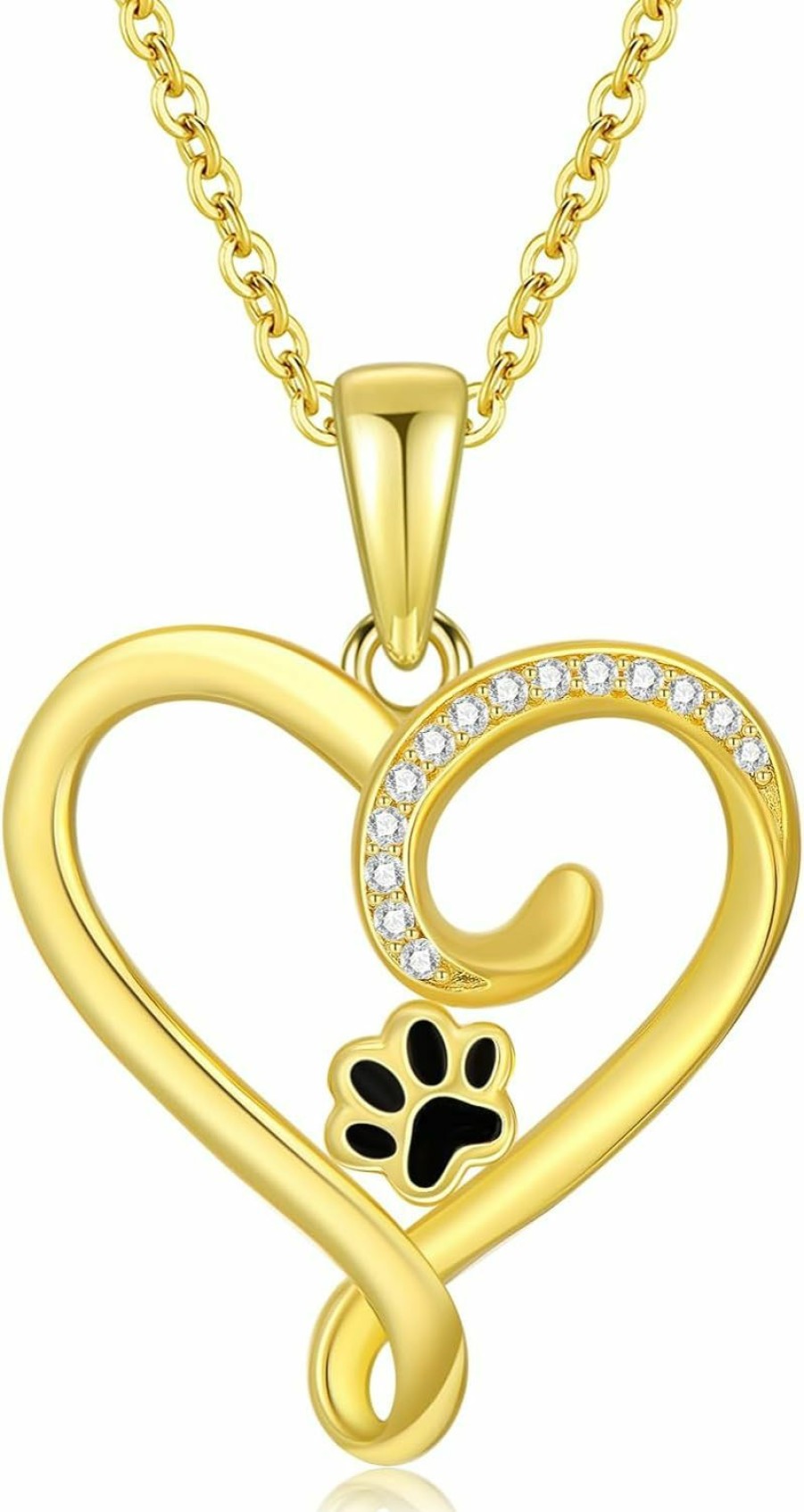 Necklaces | FENCCI Fencci 14K Solid Gold Heart Pendant Necklace For Women, Real Gold Dog Cat Paw Print Necklace Jewelry Animal Lover Birthday Mothers Day Gifts For Her Mom Grandma, 16+2 Inch