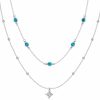 Necklaces | DOLIOX Turquoise Dainty Layered Bead Gemstones With 1Ct Moissanite Pendant, 925 Sterling Silver Genuine Western Necklace For Women