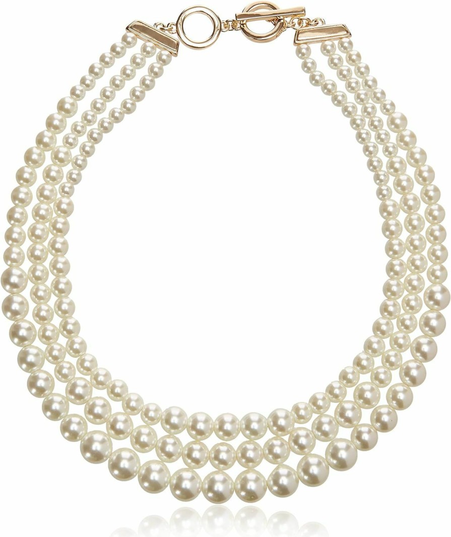 Necklaces | anne klein Anne Klein Women'S Gold-Tone Blanc Pearl Collar Necklace