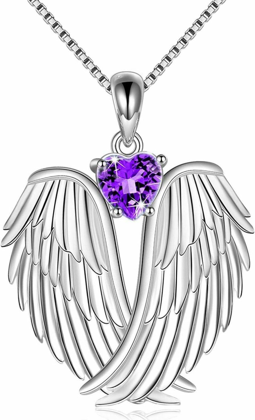 Necklaces | YFN Yfn Angel Wings Necklace 925 Sterling Silver Guardian Angel Wings Pendant Necklace Birthstone Necklace For Women Girls Christmas Jewelry Gifts