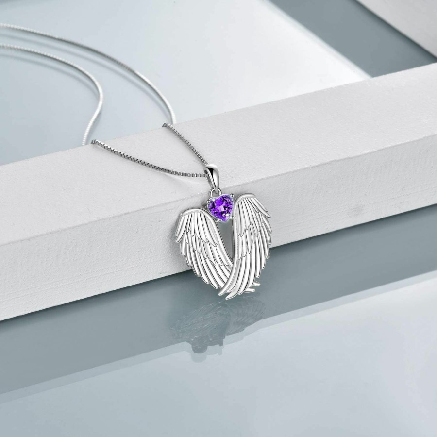 Necklaces | YFN Yfn Angel Wings Necklace 925 Sterling Silver Guardian Angel Wings Pendant Necklace Birthstone Necklace For Women Girls Christmas Jewelry Gifts