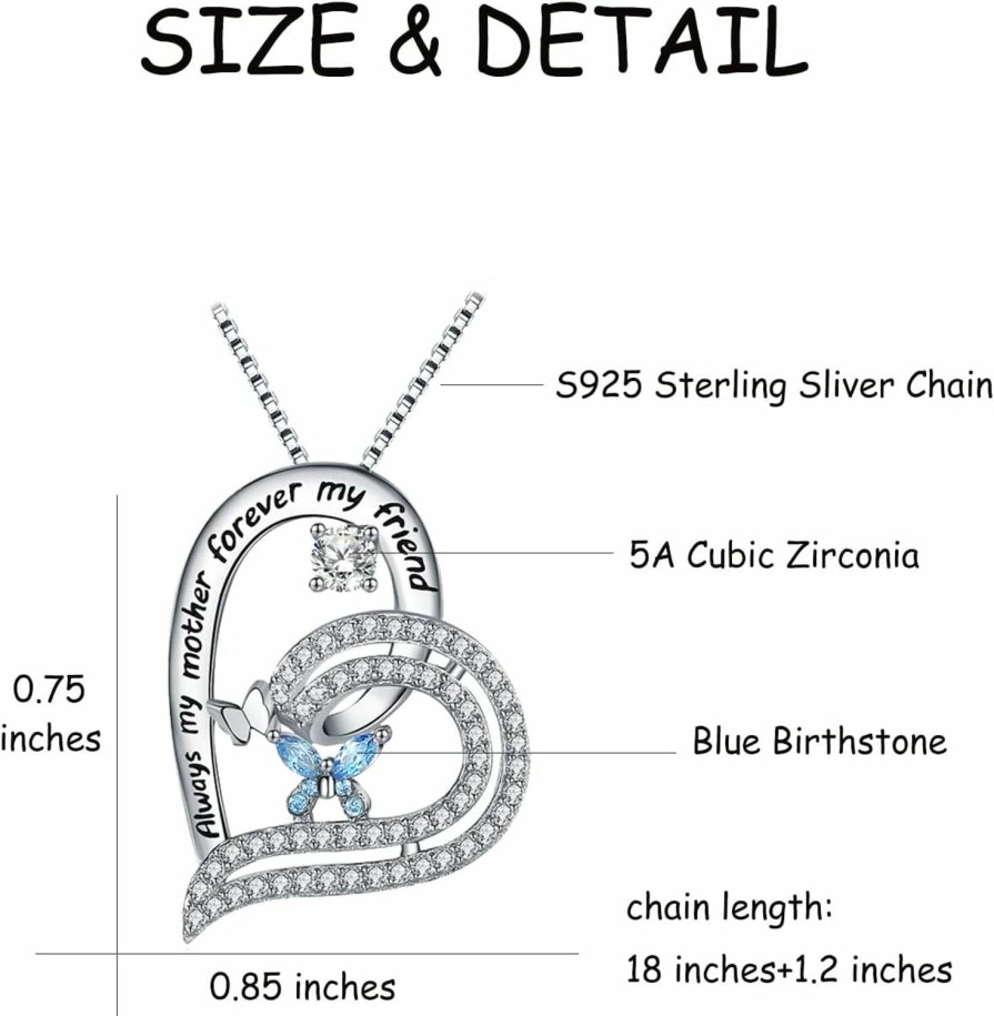 Necklaces | MUATOGIML Muatogiml Mother'S Birthday Gifts 925 Sterling Silver Love You Mom Heart Infinity Pendant Necklace For Women Nana