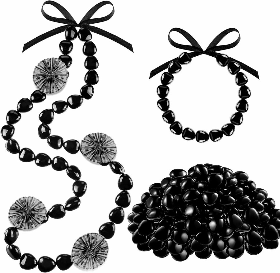 Necklaces | Kathfly Kathfly 82 Pcs Diy Graduation Hawaiian Leis Kukui Nut Beads Necklaces With Ribbon Hawaiian Kukui Nut Necklace For Men And Women Graduation Gift, Hawaiian Luau Party