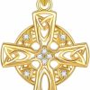 Necklaces | SISGEM Natural Diamond Celtic Cross Irish Knot Necklace For Women,18K Yellow Gold Plated 925 Sterling Silver Trinity Knot Celtic Pendant Necklace Christmas Birthday Gifts For Girls Mom Wife 18\"+2\"