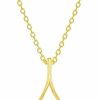 Necklaces | Jewelry America Jewelry America Solid 14K Yellow Gold Good Luck Wishbone Protection Necklace With Lobster Claw Clasp (16\" To 18\" Adjustable Chain)