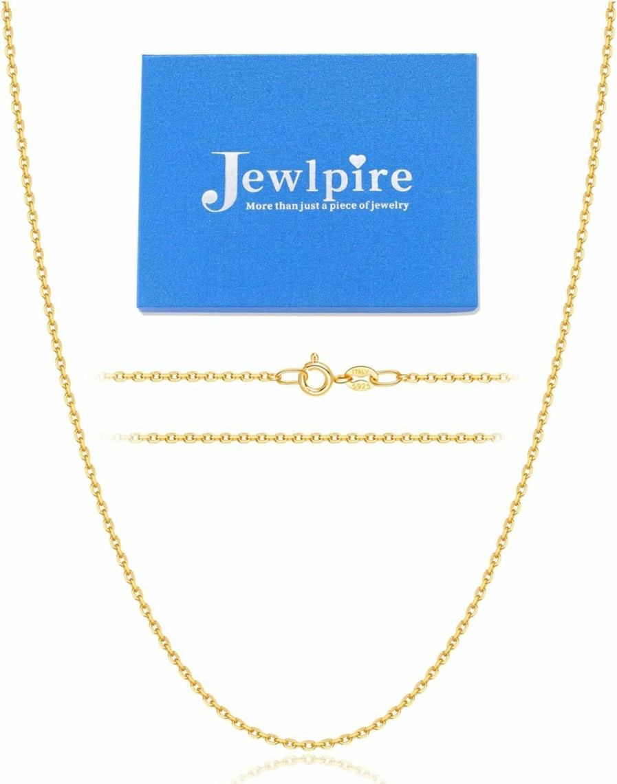 Necklaces | Jewlpire Jewlpire Italian Solid 24K Real Gold Over 925 Sterling Silver Chain Necklace For Women Girls, 1.2Mm Hypoallergenic Cable Chain Thin & Sturdy & Shiny Women'S Chain Necklaces 16/18/20/22/24 Inch