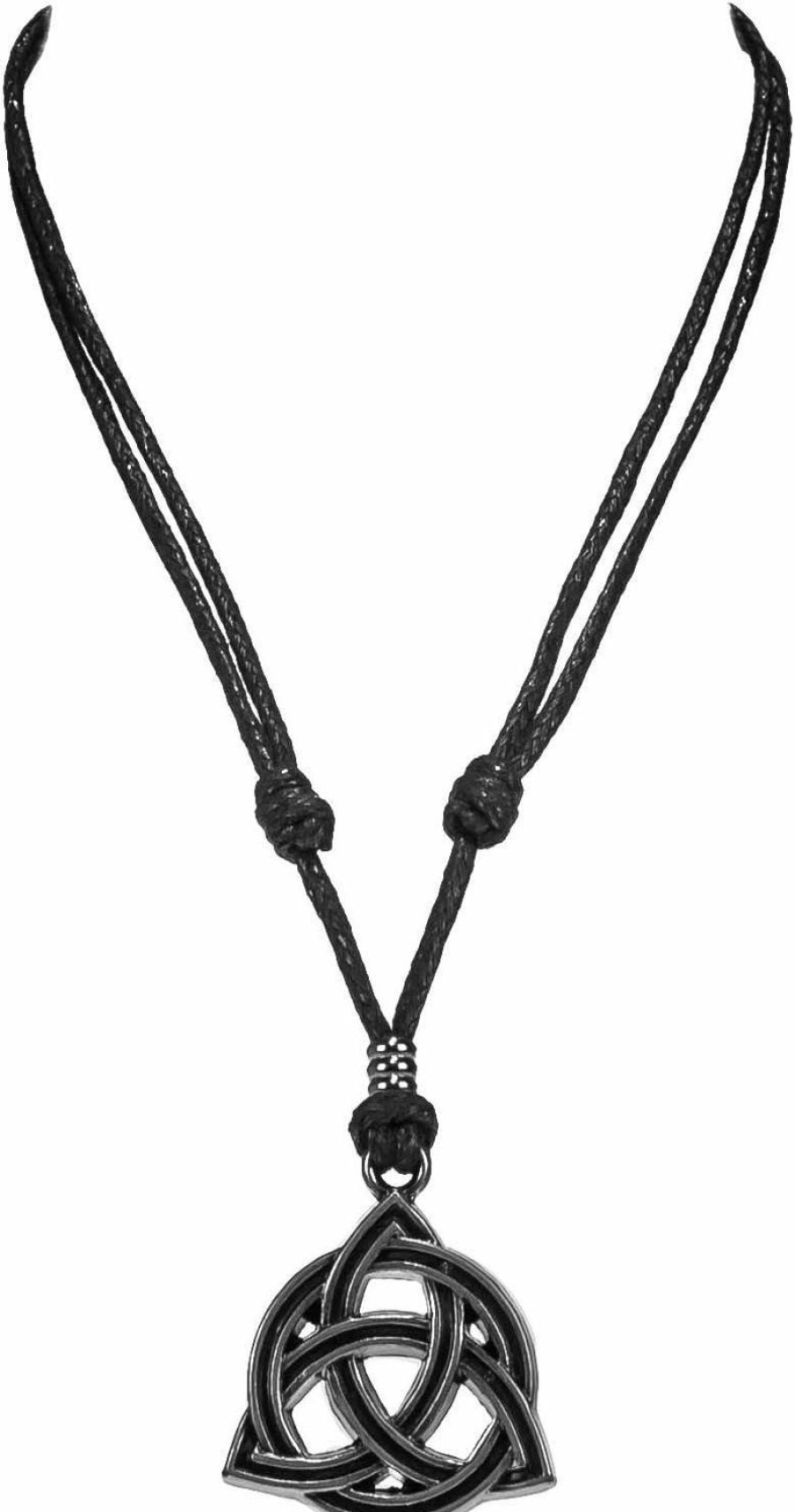 Necklaces | BlueRica Bluerica Celtic Trinity Knot (Triquetra) On Adjustable Black Cord Necklace (Old Silver Finish)