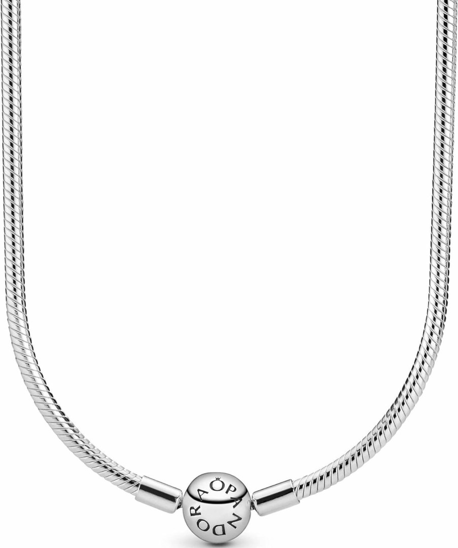 Necklaces | Pandora Pandora Classic Snake Chain Charm Necklace - Mother'S Day Gift - Sterling Silver With Embossed Ball Clasp Necklace - With Gift Box